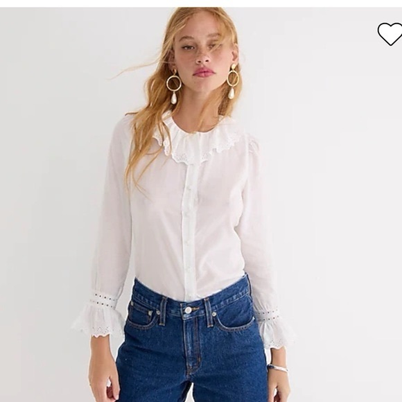 J. Crew Tops - J. Crew Embroidered ruffle-collar top with eyelet